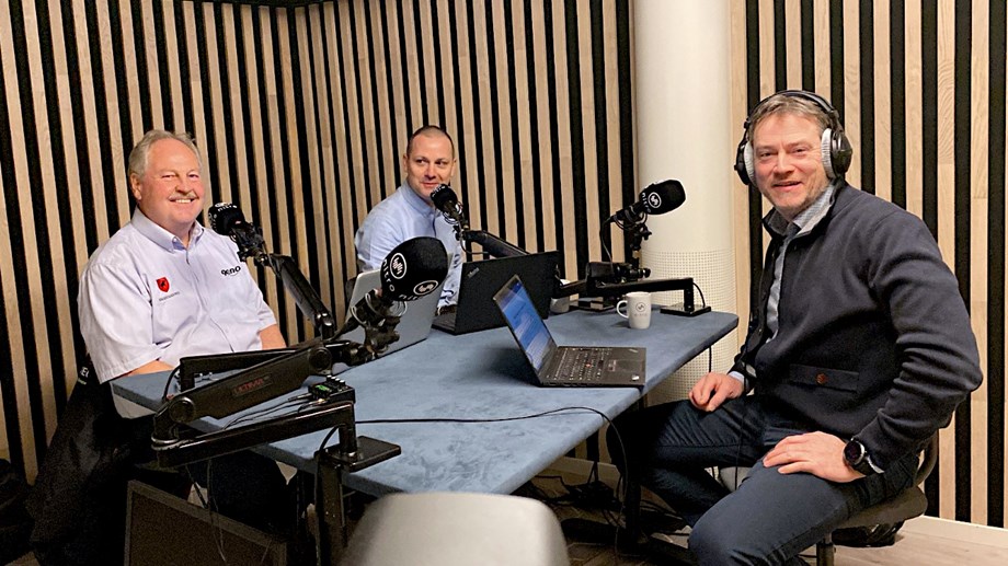 Photo of Gary Rogers, Diego Galli and Trygve Solberg in podcast studio.